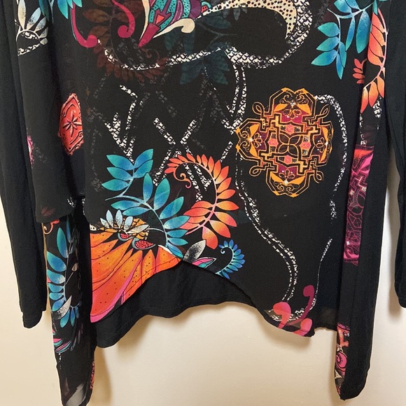Chico’s like new Floral Tulip Hem long sleeve tunic top - Picture 6 of 16